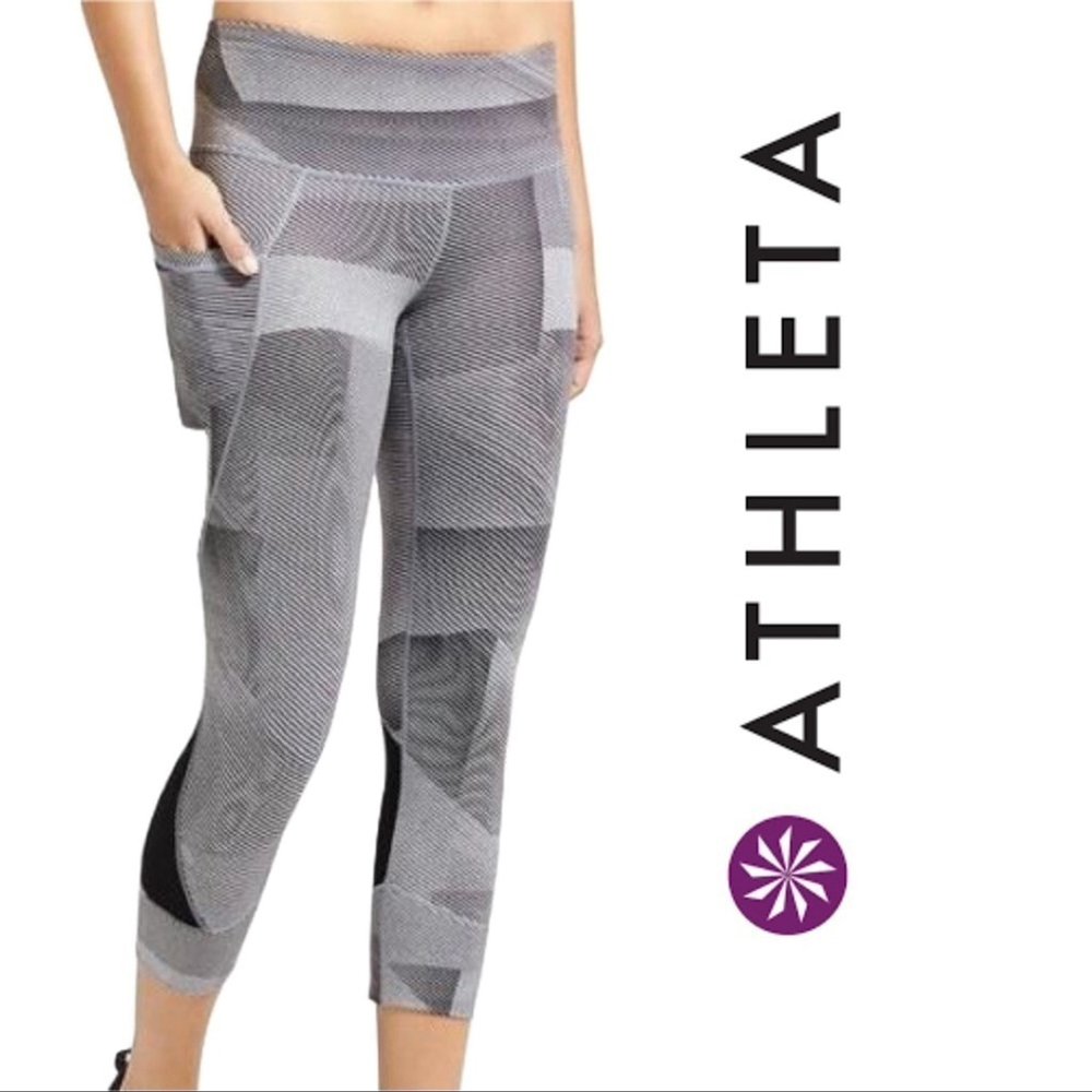 Athleta Surge Relay Gray Heather Cropped Leggings